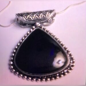 Black Onyx Stamped 925 Sterling Silver Necklace